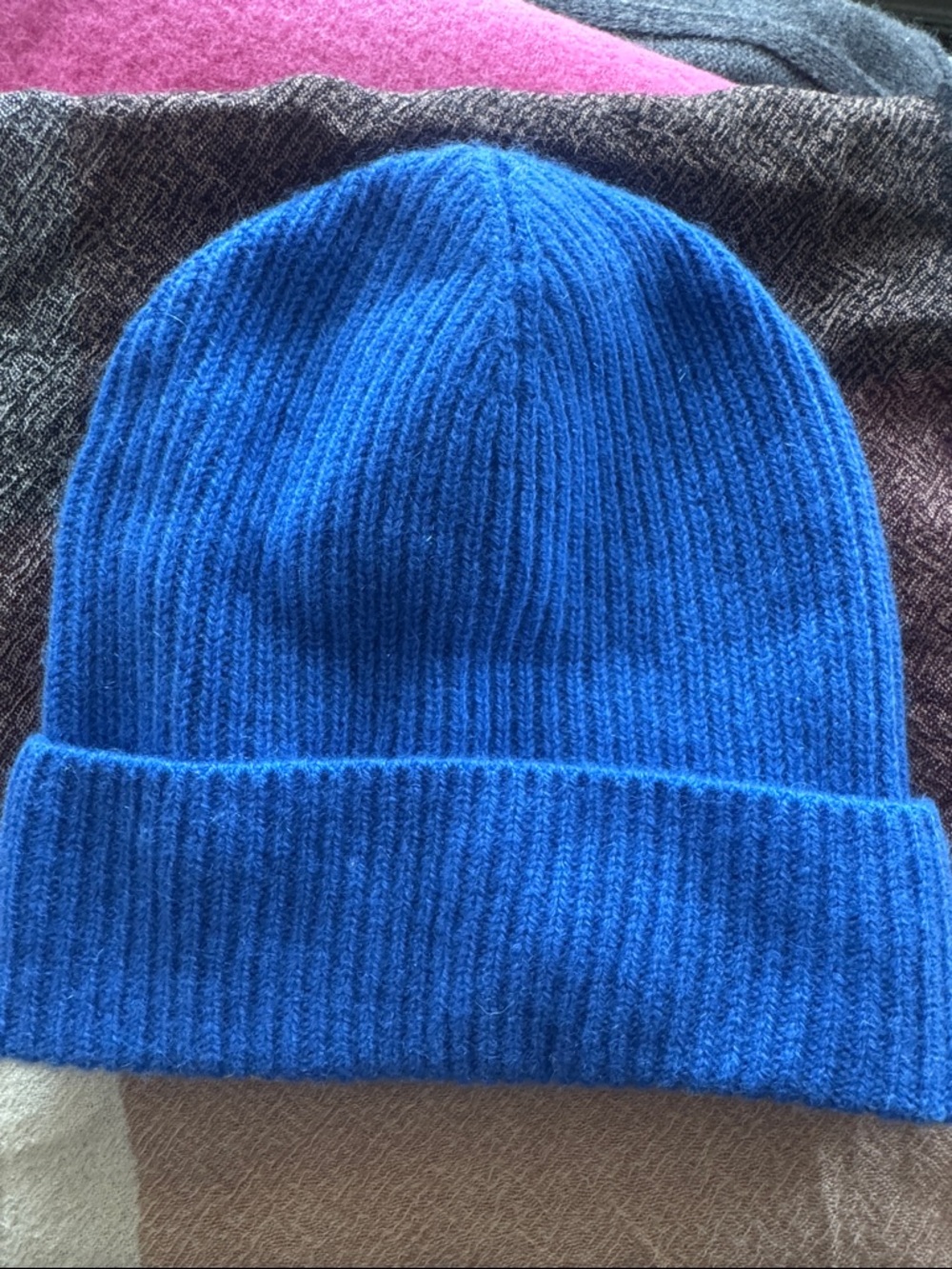 & other stories Blue Ribbed Knit Beanie cashmere